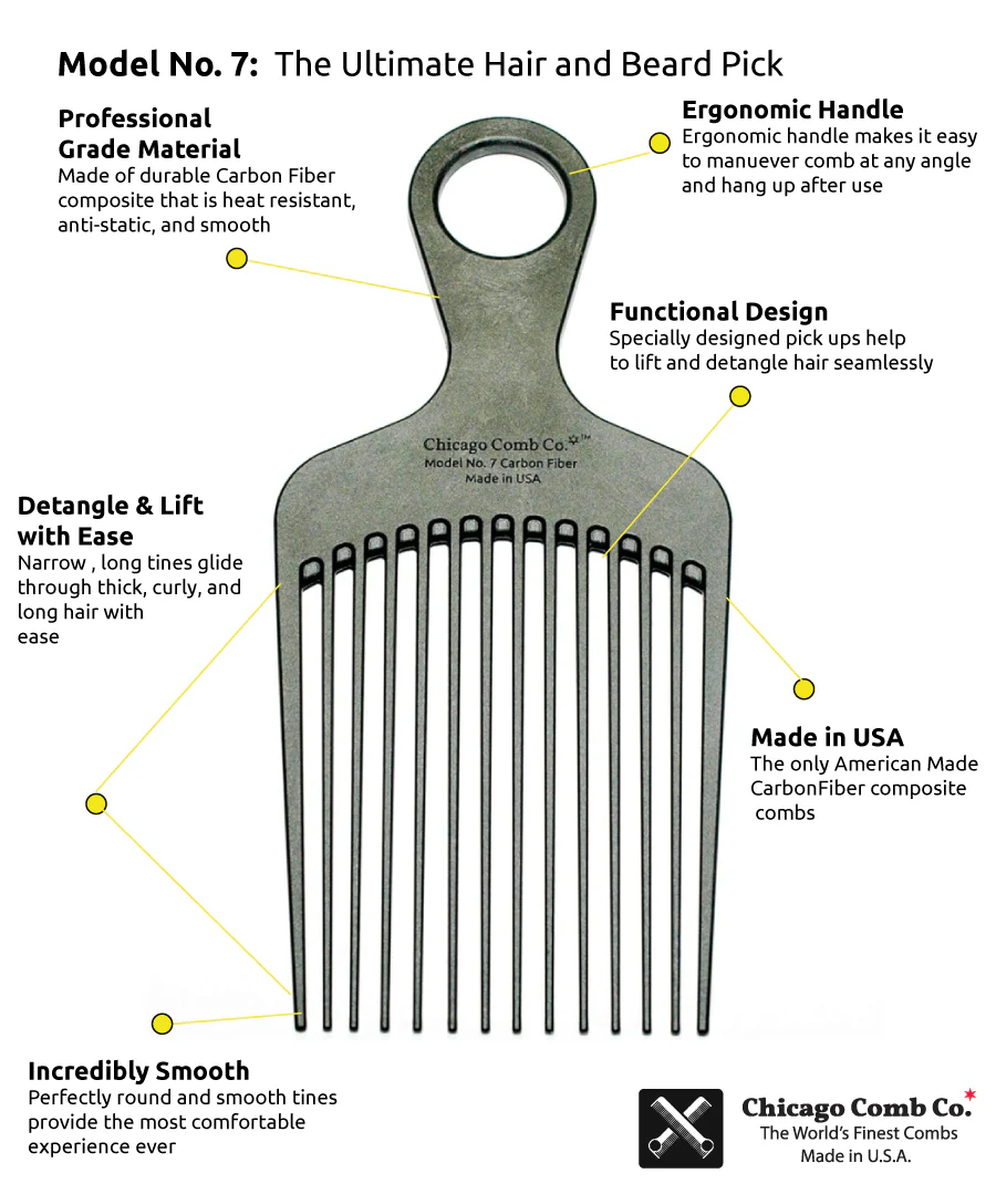 Chicago Comb Co. Model No. 7 Carbon Fiber